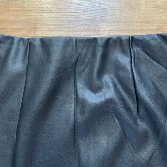 LOFT NWT M Black Vegan Leather Pull On Mini Pencil Skirt Gothic Office Siren - Picture 10 of 13